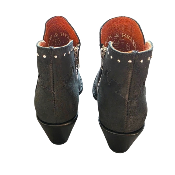Buck & Brana Black Suede Ankle Booties With Silver Studs Size 7 - Picture 4 of 6